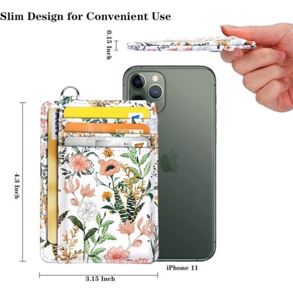 Slim Front Pocket Wallet RFID ID Card Holder Cute Small Wallet with Keychian - Picture 3 of 7